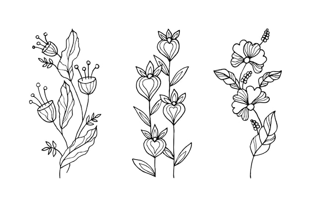 手描きのベクトルデザイン花の要素ベクトルイラスト