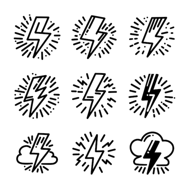 Hand drawn vector doodle electric lightning symbol sketch thunder vector illustration