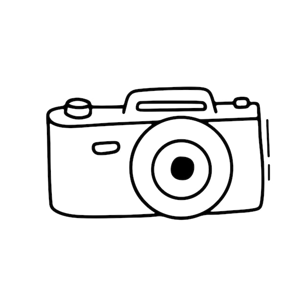 Hand drawn vector doodle illustration Retro camera isolated on white