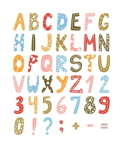 파스텔 색상의 손으로 그린 벡터 영어 Abc 어린이 교육 프로젝트를 위한 귀여운 알파벳