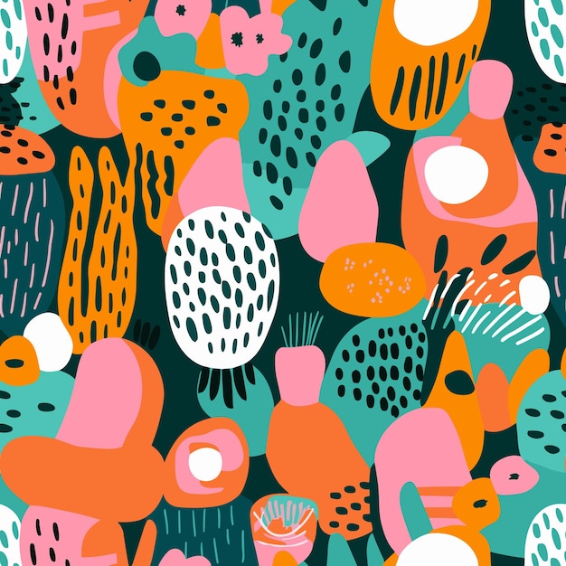 Hand drawn vector flat design abstract doodle pattern