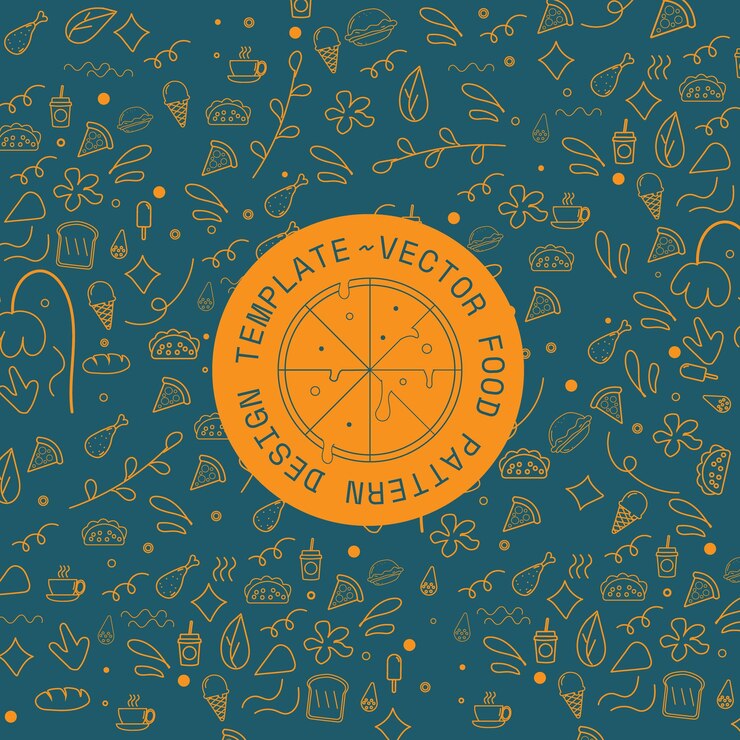 वेक्टर hand drawn vector food pattern illustration design template