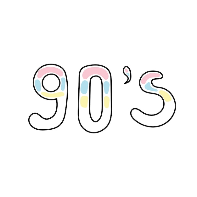 Hand drawn vector illustration 90s retro