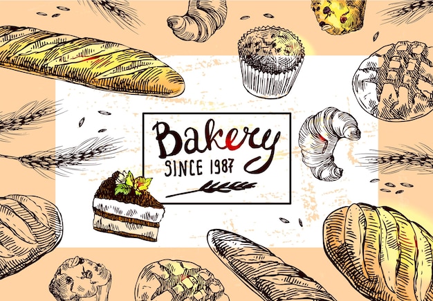 Hand drawn vector illustration bakery