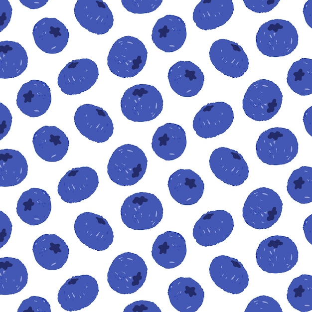 Hand drawn vector illustration of blueberry pattern