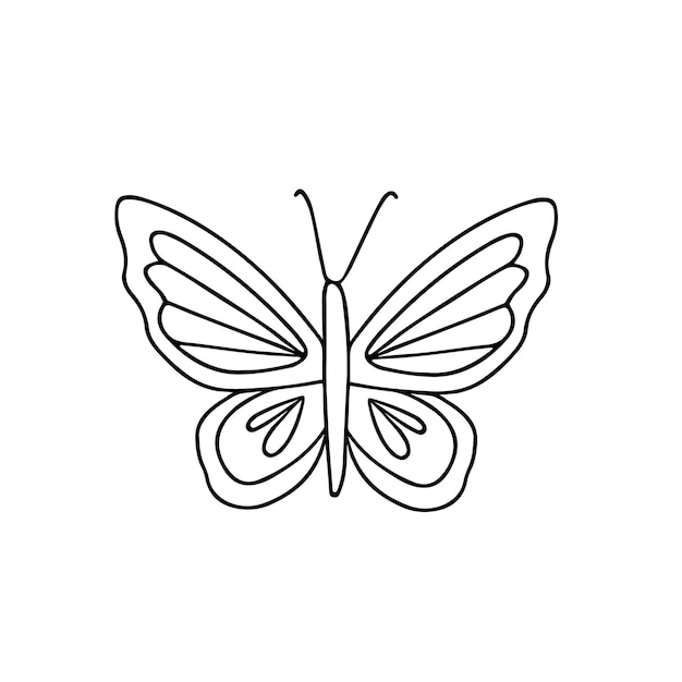 Hand drawn vector illustration butterfly Isolated on white background