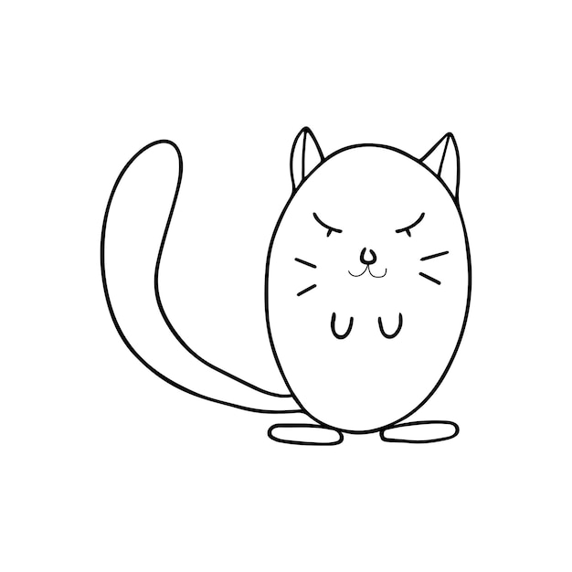 Hand drawn vector illustration of a cat Isolated on white background