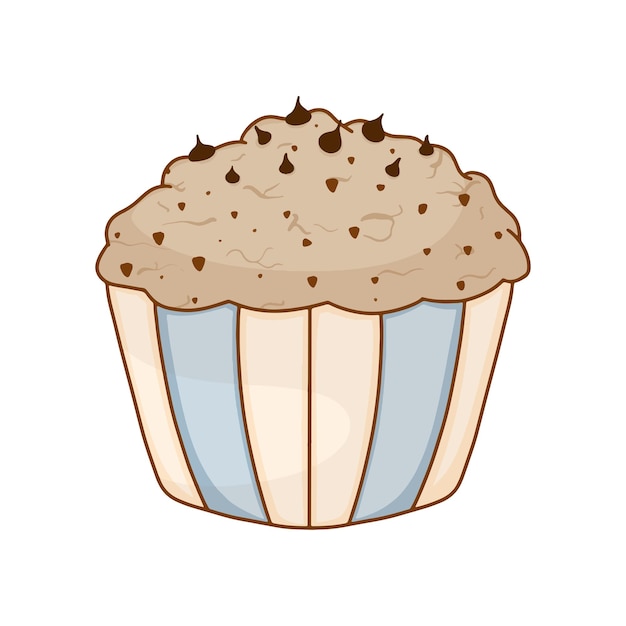 Vector hand drawn vector illustration of choco chip cupcake icon