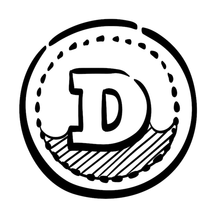 Vector hand drawn vector illustration of dogecoin cryptocurrency symbol