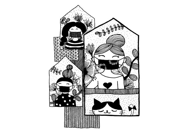 Vector hand drawn vector illustration doodle art concept stay home