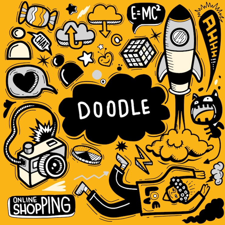 वेक्टर hand drawn vector illustration of doodle set ,illustrator line tools drawing,flat design