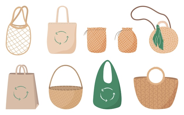 Hand drawn vector illustration of eco bags