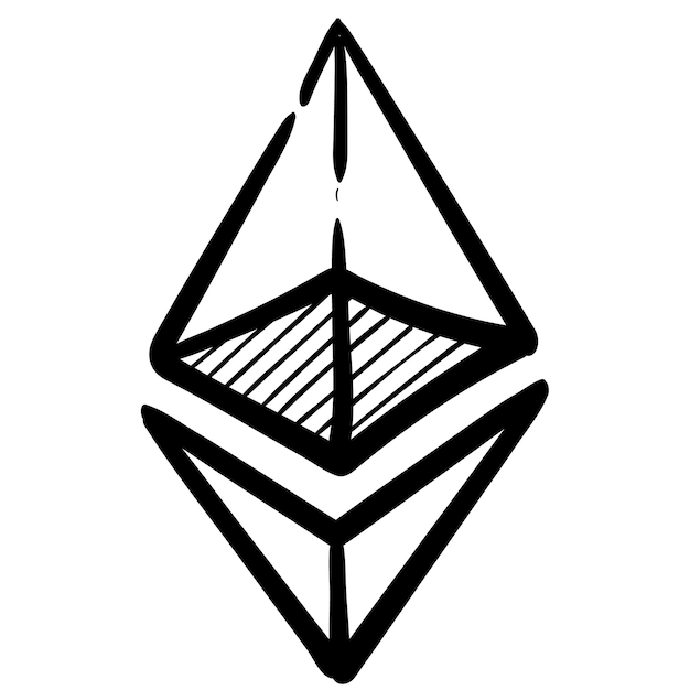 Ethereum cryptocurrency 기호의 손으로 그린 벡터 일러스트 레이 션