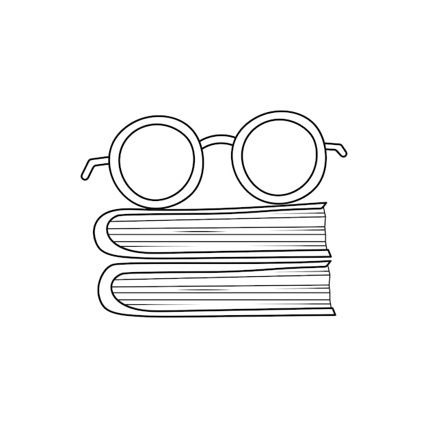 hand drawn vector illustration of eye glasses on books