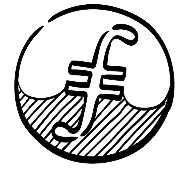 Hand drawn vector illustration of filecoin cryptocurrency symbol