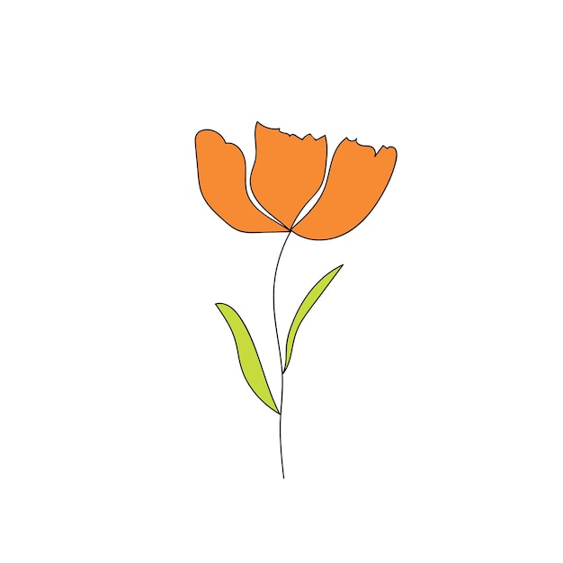 Hand drawn vector illustration of flower on white background