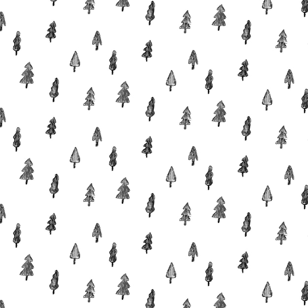 Vector hand drawn vector illustration of forest pattern in minimal cartoon style tree doodle wallpaper for kids textile fabric wrapping paper printed products cute simple