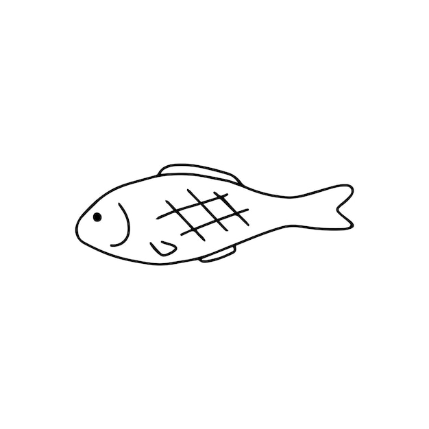 Hand drawn vector illustration grilled fish
