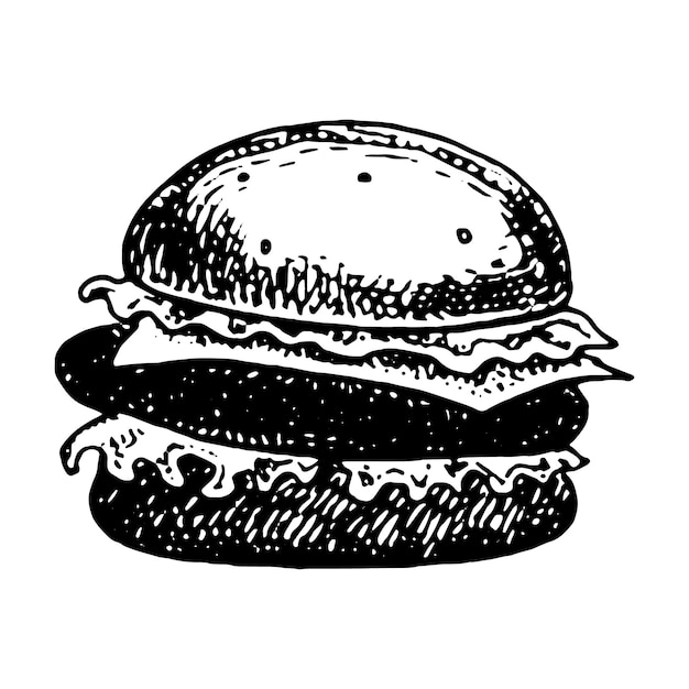 ハンバーガーの手描きベクトルイラスト