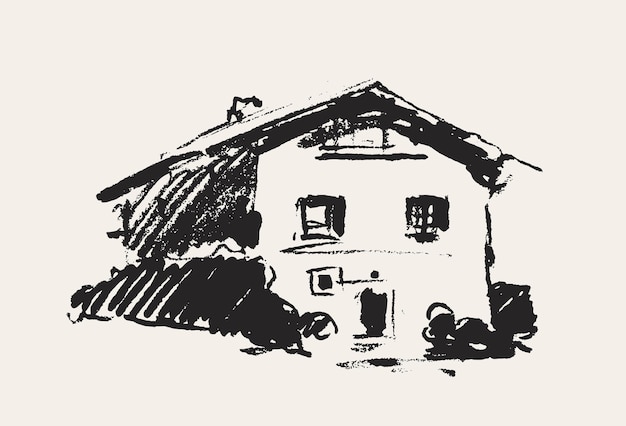 Hand drawn vector illustration of a house