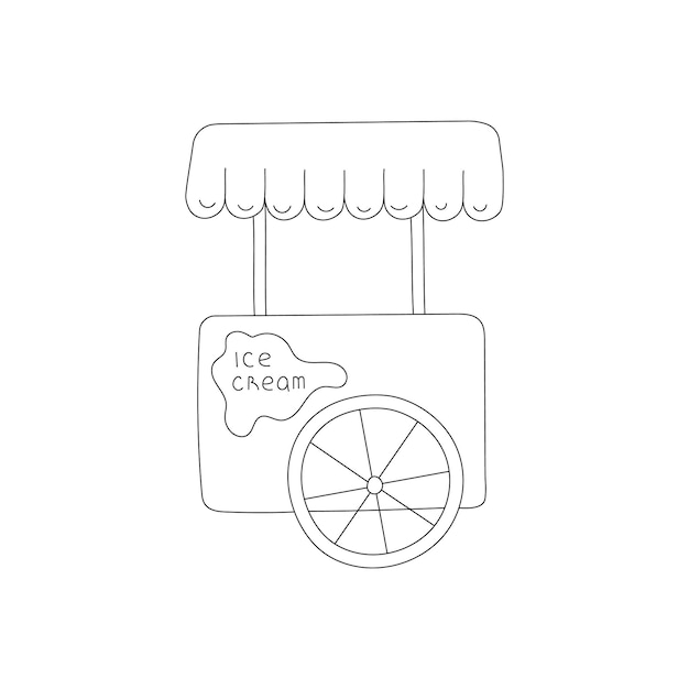 Hand drawn vector illustration ice cream truck