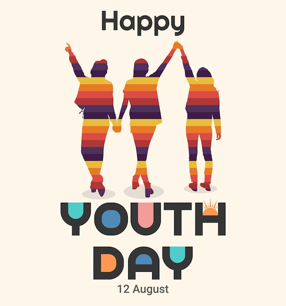 Hand drawn vector illustration of international youth day 12th august