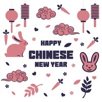 Hand drawn vector illustration isolated on white background. rabbit chinese new year