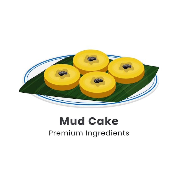 Hand drawn vector illustration kue lumpur or mud cake indonesian traditional cake