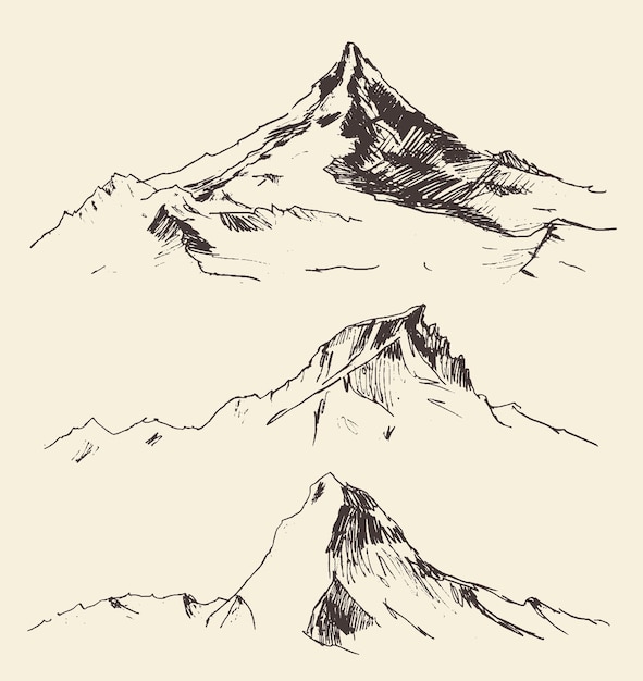 Hand drawn vector illustration of mountain slopes