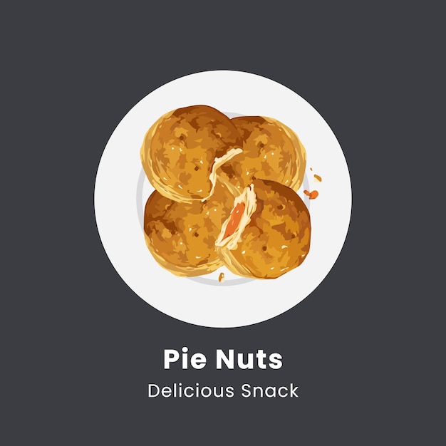 Hand drawn vector illustration of pie nuts