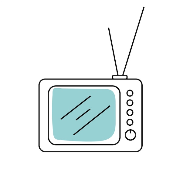 Hand drawn vector illustration of retro TV 90s