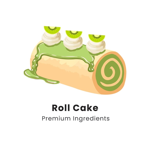 Illustrazione vettoriale disegnata a mano di un roll cake