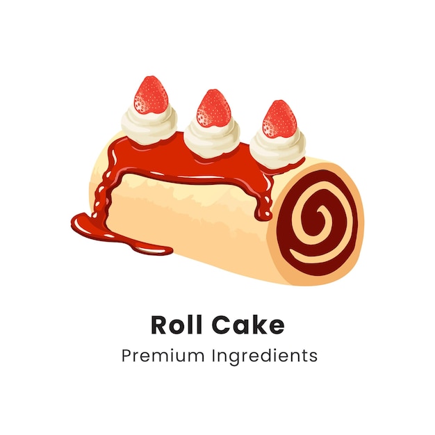 Hand drawn vector illustration of roll cake