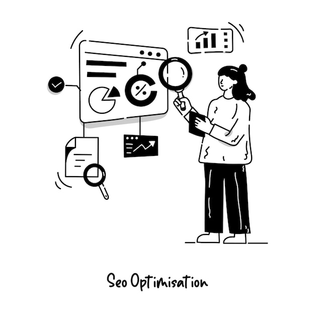 Hand drawn vector illustration of seo optimization