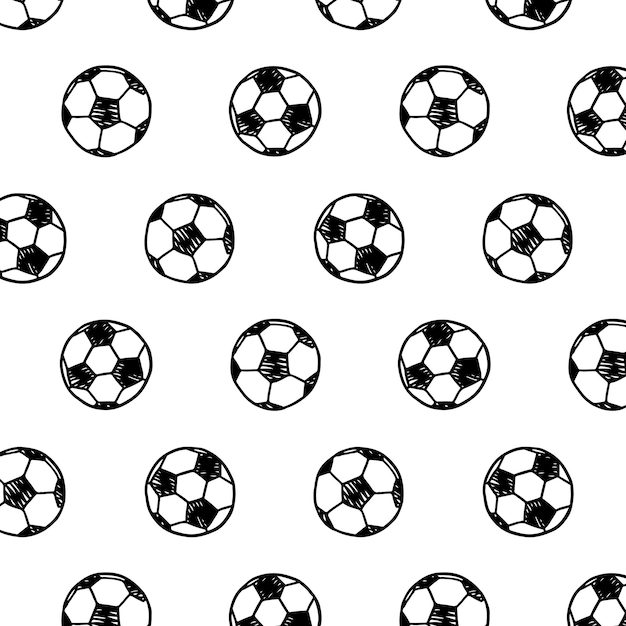 Hand drawn vector illustration of soccer ball pattern in cartoon style