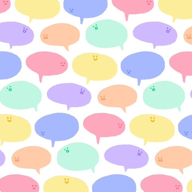 Hand drawn vector illustration of speech bubbles with face patternballoon doodle style