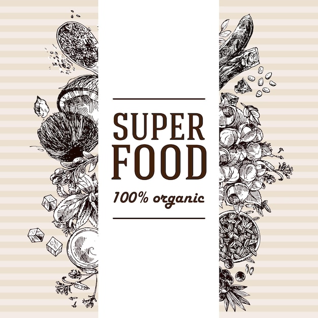 Hand drawn vector illustration superfoods