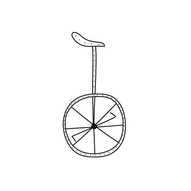 Hand drawn vector illustration of unicycle in doodle style Cute illustration of circus equipment