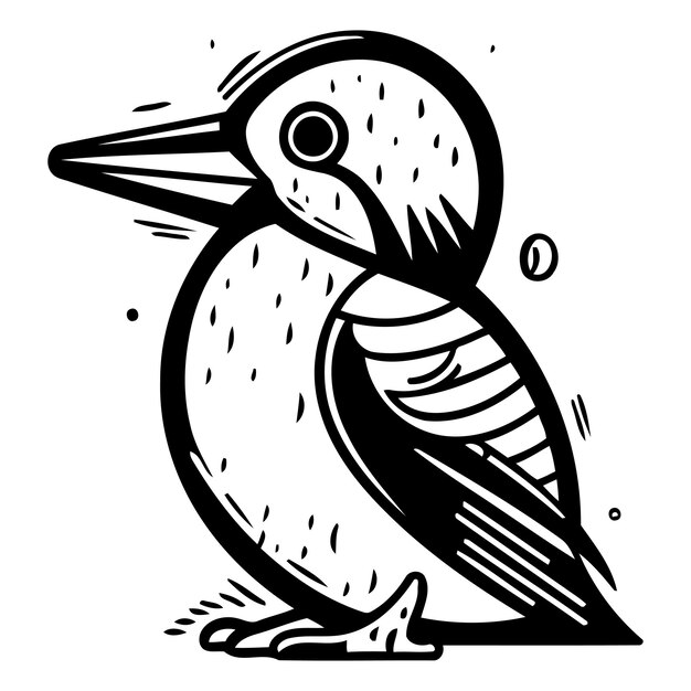 Hand drawn vector illustration of a woodpecker Isolated objects on white background