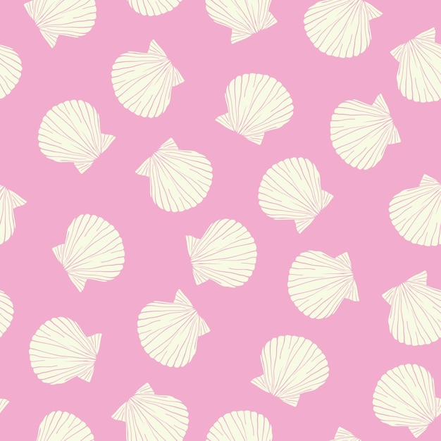 Hand drawn vector illustrations  seamless pattern of seashells marine background