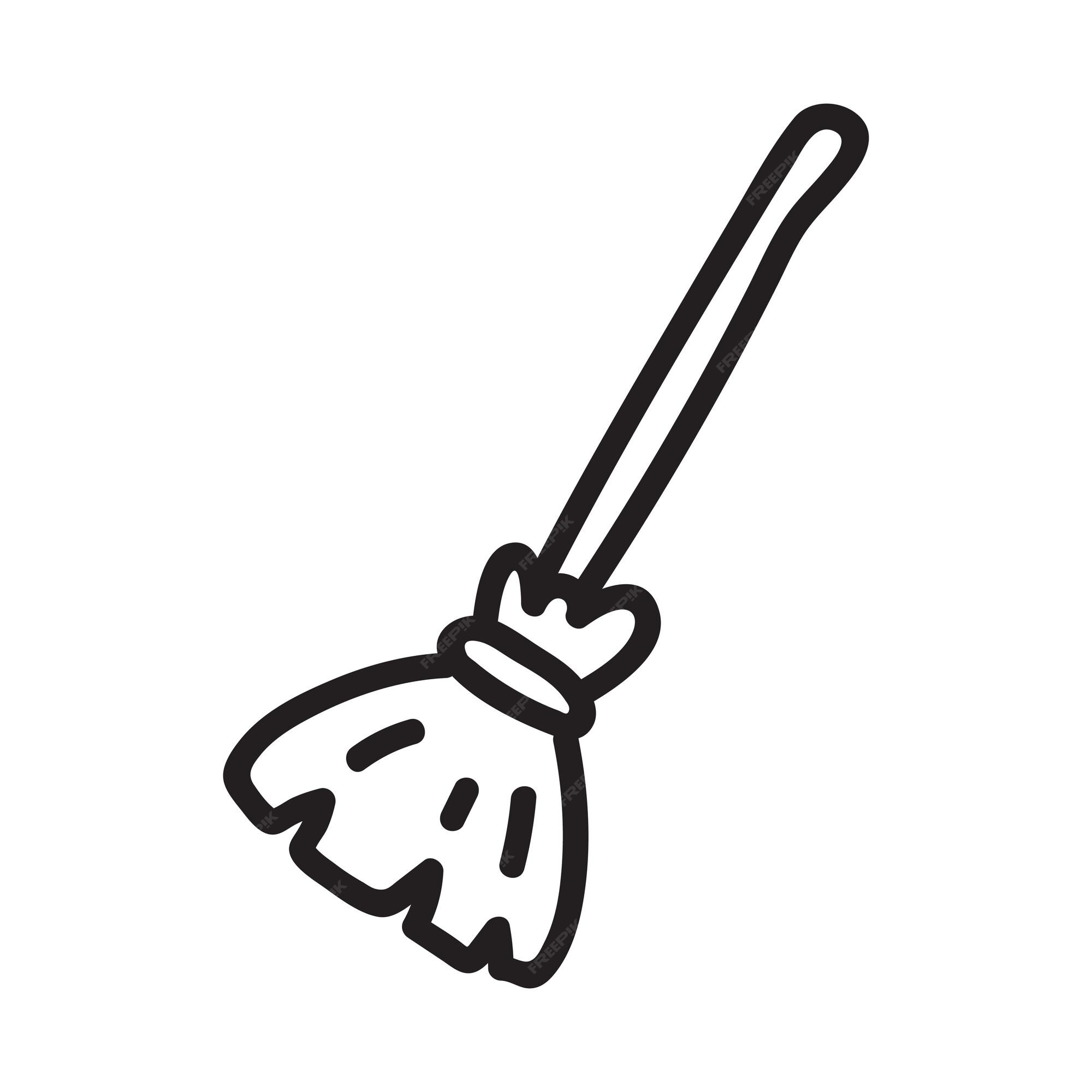 Premium Vector | Hand drawn vector isolated flying broom icon. black ...