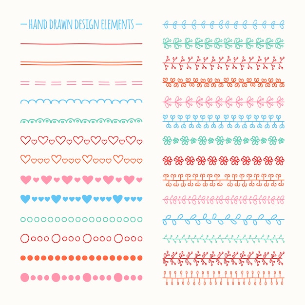 Vector hand drawn vector line border set and scribble design element