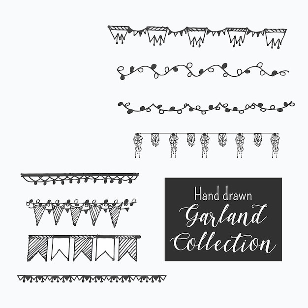 Hand drawn vector party garland collection