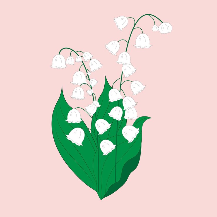 Hand drawn vector pattern of lily of the valley flower
