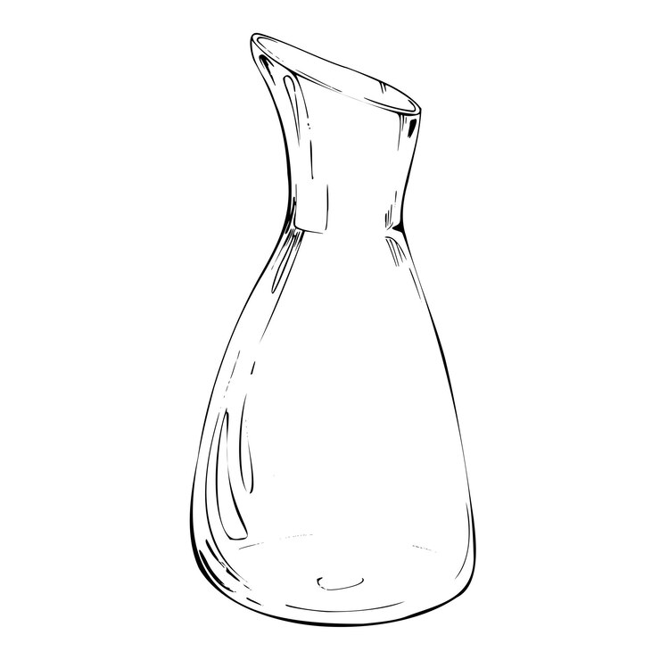 Vector hand drawn vector pen ink transparent glass vase jar jug bottle aromatherapy diffusor perfume single
