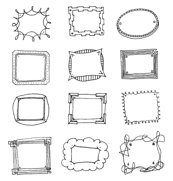 Vector hand drawn vector picture frame set