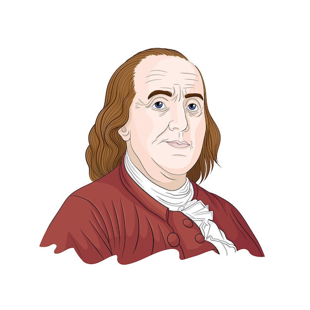 Vettore ritratto di vettore disegnato a mano. benjamin franklin.