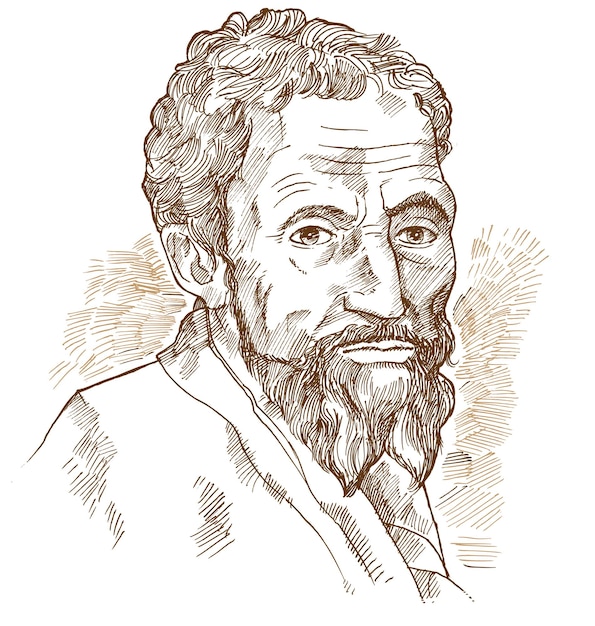 Ручной рисунок векторного портрета Микеланджело