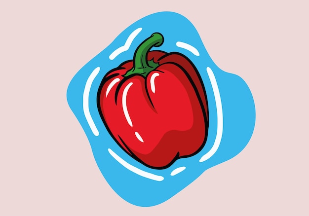 Hand drawn vector red bell pepper paprika isolated on background. vitamin c in bell pepper.