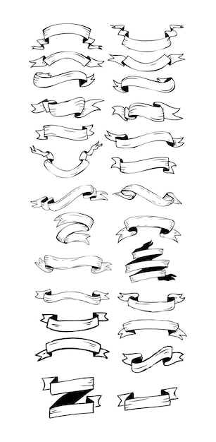 hand drawn vector ribbons